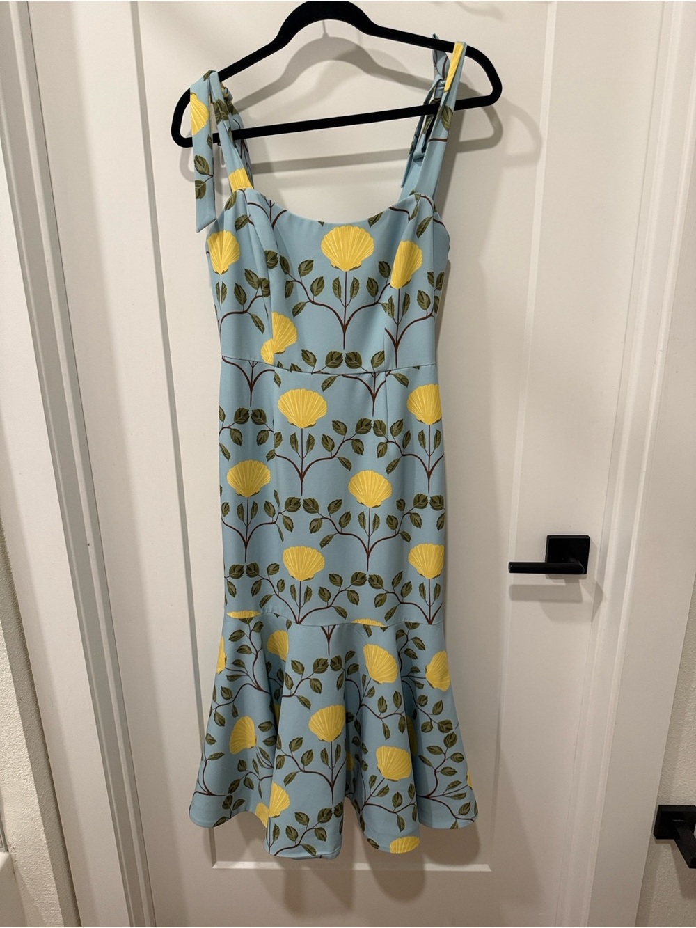 Sleeveless Blue & Yellow Floral Midi Dress